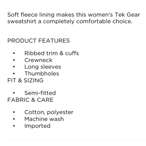 Tek Gear navy crewneck small NWT Sweatshirt - Picture 5 of 6